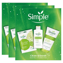 Load image into Gallery viewer, Simple Gift Set Clean &amp; Fresh Regime Face Wash Mask Moisturiser Skincare Trio