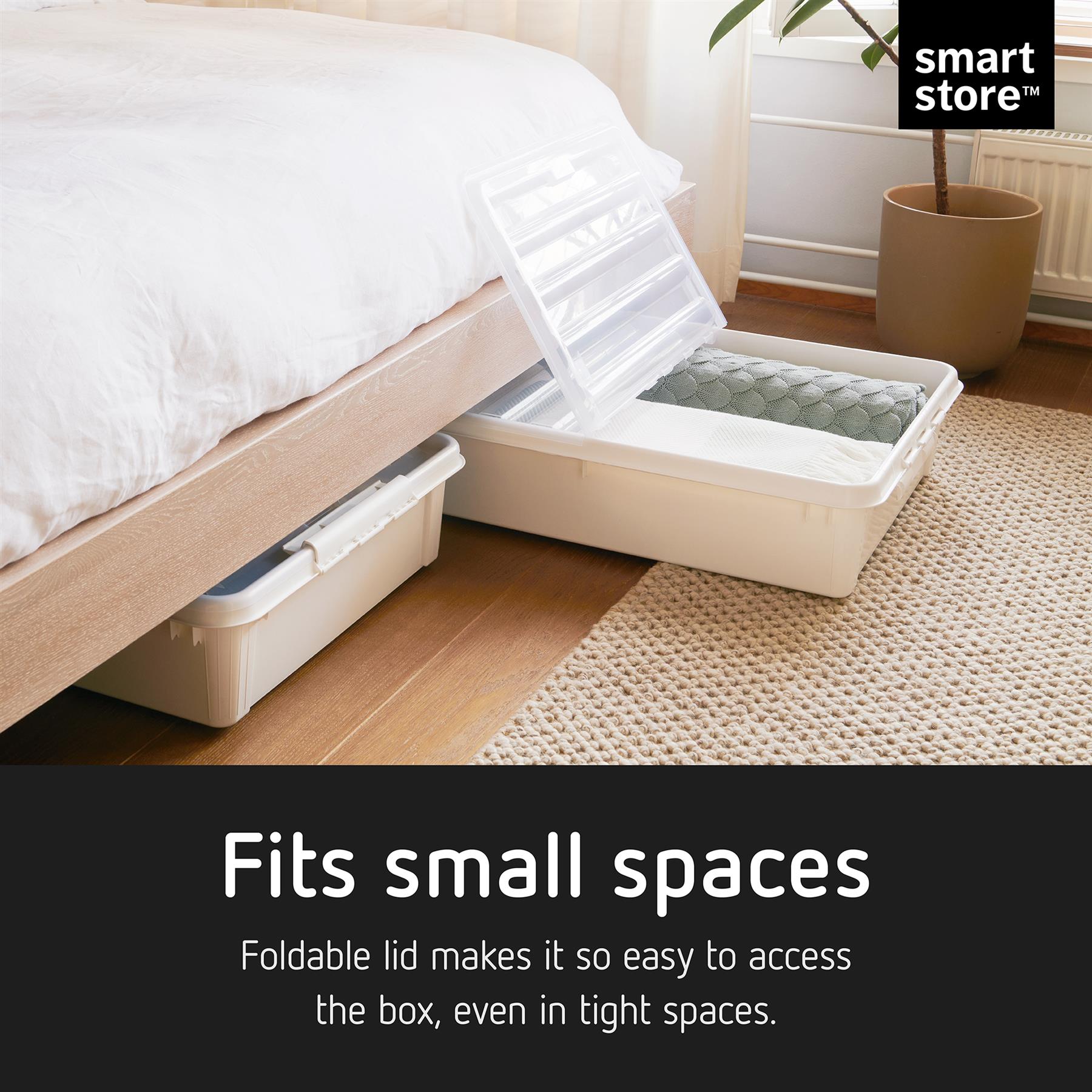 Smartstore Bedroller Underbed Storage Box with Transparent Foldable Li ...