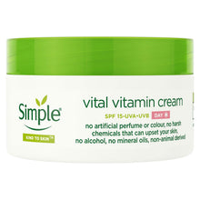 Load image into Gallery viewer, Simple Kind to Skin Day Cream SPF 15 Vital Vitamin for Sensitive Skin 50ml, 3 Pk