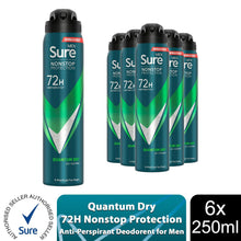 Load image into Gallery viewer, Sure Men Anti-perspirant 72H Nonstop Protection Quantum Dry Deodorant, 6x250ml