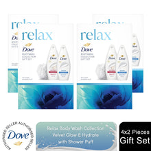 Load image into Gallery viewer, Dove Relax Body Wash Collection 2 Pieces Gift Set for Her with Shower Puff