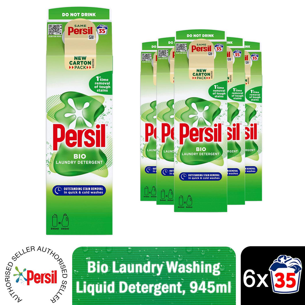 Persil Bio Gentle Fabric Clean Laundry 35 Washes Liquid Detergent 945ml, 6pk