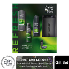 Load image into Gallery viewer, Dove Men+Care Extra Fresh Collection Gift Set for Him with Bottle &amp; Gym Towel