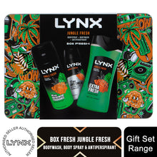 Load image into Gallery viewer, Lynx BOX FRESH Jungle Fresh Bodywash,Bodyspray &amp; Antiperspirant Gift Set for Him