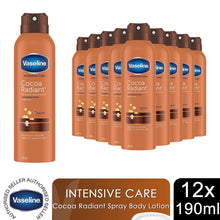 Load image into Gallery viewer, Vaseline Intensive Care Cocoa Radiant Spray Body Moisturiser 190ml 12 Pack
