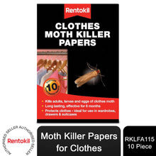 Load image into Gallery viewer, Rentokil Moth Killer Papers, Clothes Moth Killer Papers RKLFA115 - Pack of 10