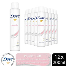 Load image into Gallery viewer, Dove Powder Soft Anti-Perspirant Deodorant Spray for 48H Protection 200ml, 12pk