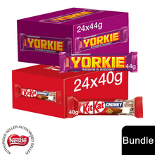 Load image into Gallery viewer, Nestle Chocolate Bar, KitKat Chocolate Bar 24x40g &amp; Yorkie Chocolate Bar 24x44g