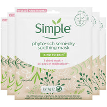 Load image into Gallery viewer, 5x of Simple Kind to Skin Moisturising &amp; Hydrating Sheet Mask with NaturalFibers