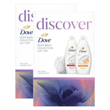 Load image into Gallery viewer, Dove Discover Bodywash Collection 2 Pieces Gift Set for Her with Shower Puff