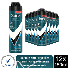 Load image into Gallery viewer, Sure Men Nonstop Protection Invisible Antiperspirant Deo Ice Fresh 150ml, 12pk