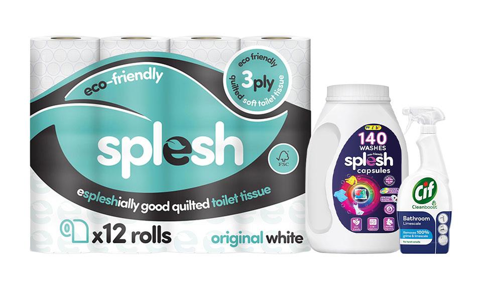 Splesh 24 Toilet Rolls + 3in1 Laundry Caps 140W + CIF Spray