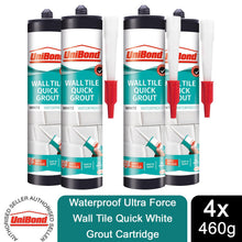 Load image into Gallery viewer, UniBond Waterproof Ultra Force Wall Tile Quick White Grout Cartridge 460g, 4Pack