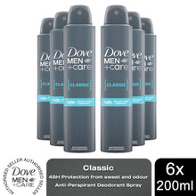 Load image into Gallery viewer, Dove Men+Care Classic Antiperspirant with 48H Sweat Protection Deo 200ml, 6 Pack