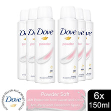 Load image into Gallery viewer, Dove Powder Anti-Perspirant with 48H Sweat Protection Deo for Women 150ml, 6pk