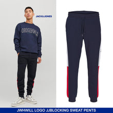 Load image into Gallery viewer, Jack &amp; Jones Jwhwill Blocking Logo Sweatpants Men's Navy Loungewear Jogger Trousers XXL