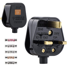 Load image into Gallery viewer, Faithfull FPPPLUG13R 230V 13Amp 3-Pin Plug with Nylon Base &amp; Cover Cap, Black