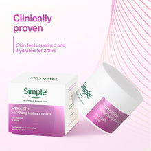 Load image into Gallery viewer, Simple Smooth+ Soothing Water Cream � Lightweight Moisturiser with Aloe &amp; Ceramides, Calms and Hydrates Skin, No Perfume or Colour 50ml, Pack of 3