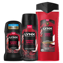 Load image into Gallery viewer, Lynx Fine Fragrance Cherry Spritz Bundle Body Wash, Spray &amp; Stick for Men