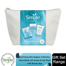 Load image into Gallery viewer, Simple Hydrating Skin Regime Gift Set - Sheet Mask, Facial Gel Wash &amp; Quench Cream
