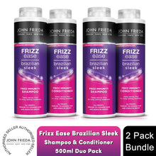 Load image into Gallery viewer, John Frieda Frizz Ease Brazilian Sleek Shampoo &amp; Conditioner 500ml with Keratin