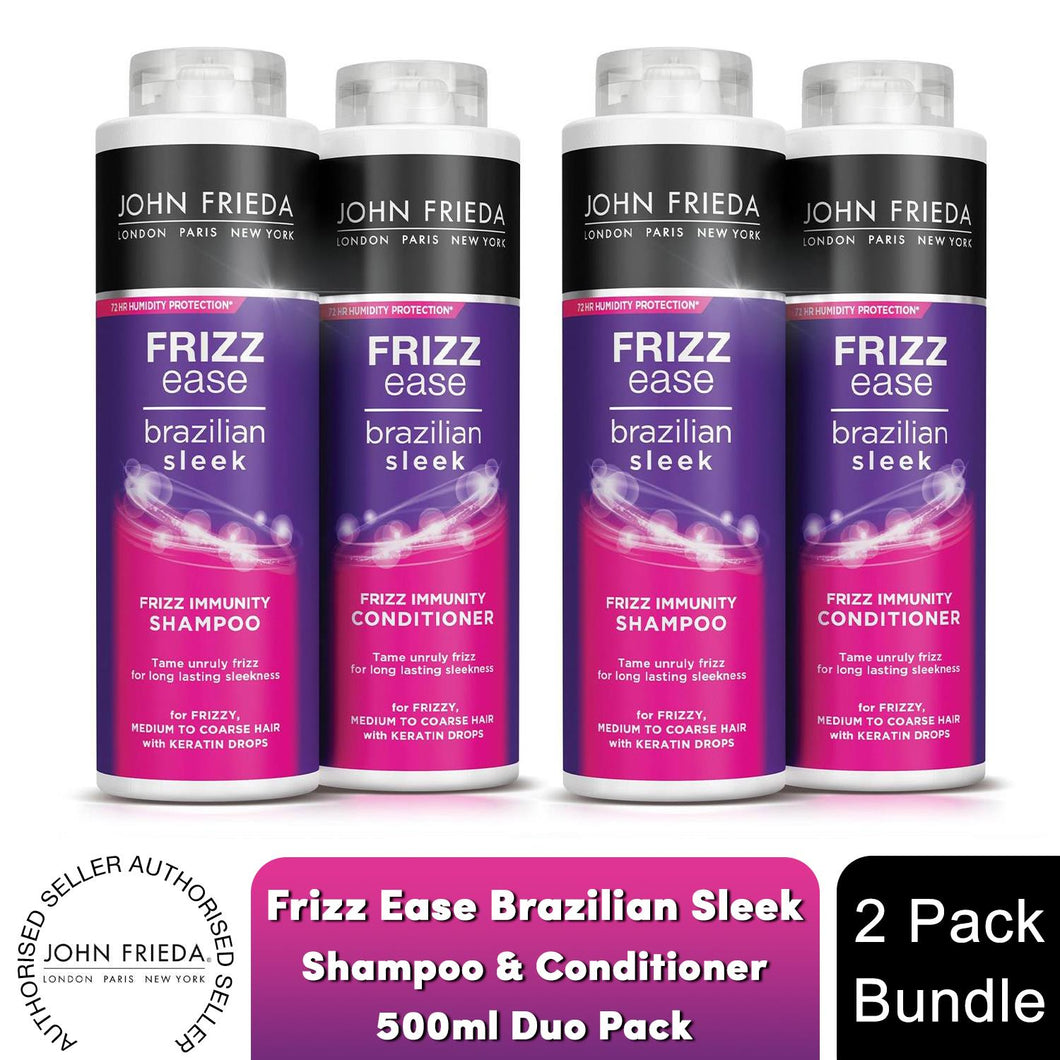 John Frieda Frizz Ease Brazilian Sleek Shampoo & Conditioner 500ml with Keratin