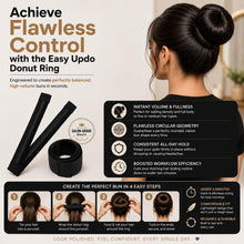 Load image into Gallery viewer, Aquarius Hair Bun Maker Donut Ring Black Lightweight Easy Updo Styling Tool Ring