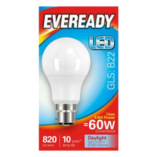 Load image into Gallery viewer, Eveready 60w LED GLS Bayonet B22 Light Bulb Daylight , Pack of 1
