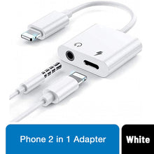 Load image into Gallery viewer, FX 2-in-1 Phone Audio Adapter for Phone 7/7plus, 8/8plus, XR - White