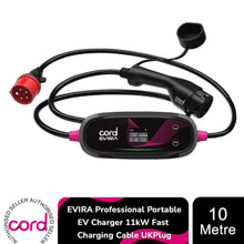 Load image into Gallery viewer, Cord EVIRA Professional 10m Portable EV Charger 11kW Fast Charging Cable UK Plug