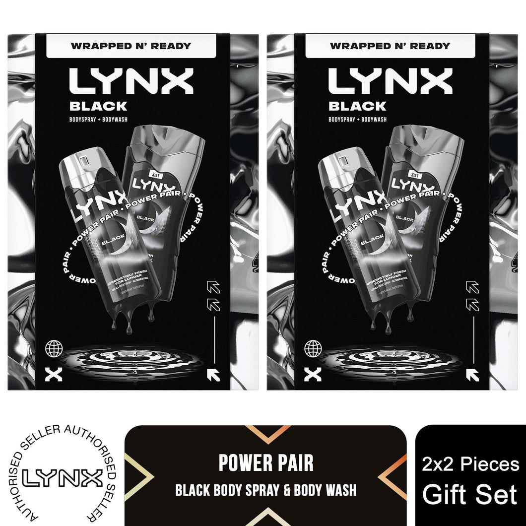 Lynx Black Gift Set for Men - Daily Grooming Duo with Fresh Scent & Skin Care