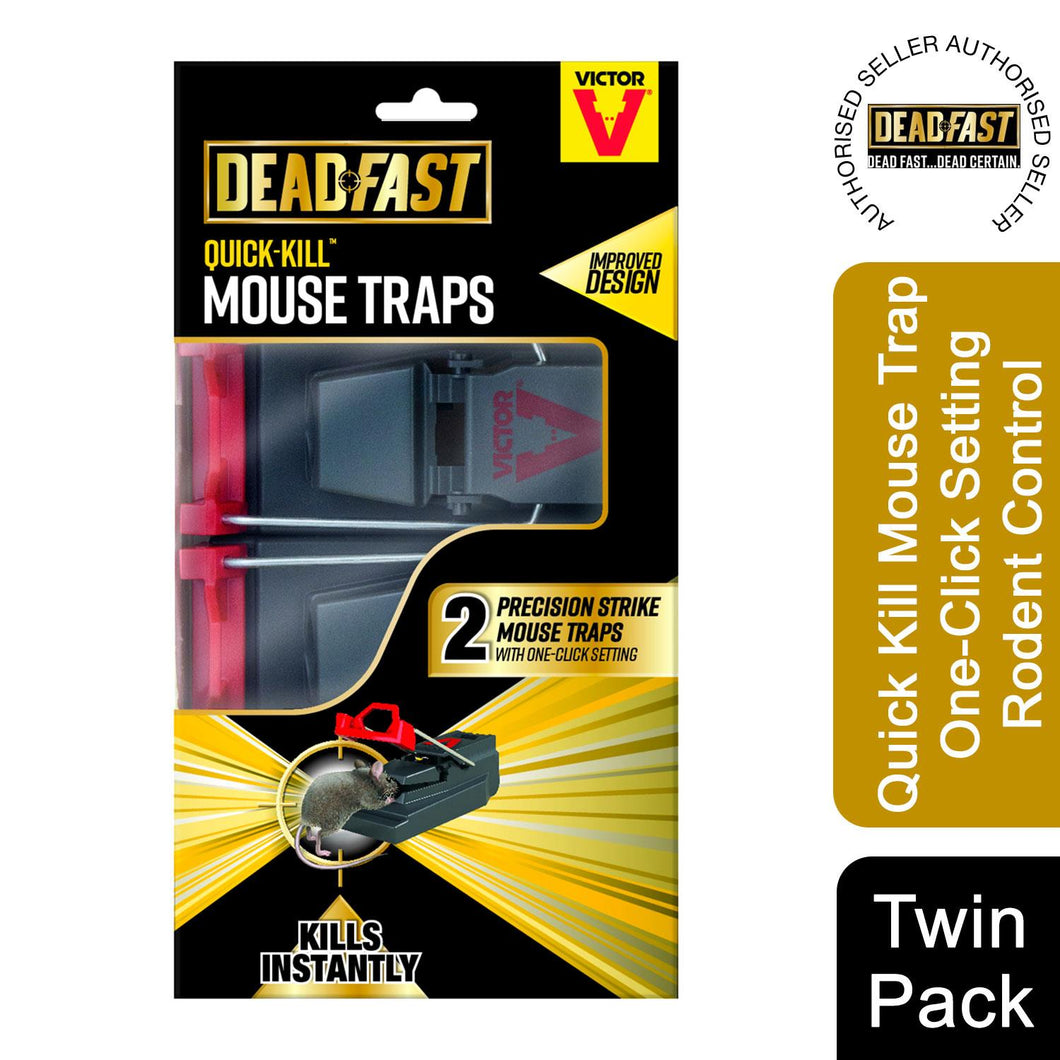 Deadfast Quick Kill Mouse Trap One-Click Setting Rodent Control Twin 2 Pack