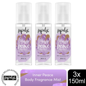 Impulse Inner Peace Body Fragrance Mist Fruity Black Currant&Sandalwood, 3x150ml