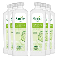 Load image into Gallery viewer, 6x Simple Kind to Skin Refreshing Bath Soak Cucumber Extract Sensitive Skin, 1L