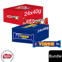 Load image into Gallery viewer, Nestle Chocolate Bar, KitKat Chocolate Bar 24x40g &amp; Yorkie Chocolate Bar 24x46g