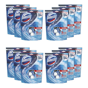 12x Domestos Power5 Ocean ToiletRimBlocks for LongLasting Protection 55g,Pk of 5