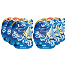 Load image into Gallery viewer, Bloo Toilet Rim Block Spa Moments Vitality Essential Oil 50g 6 Pack
