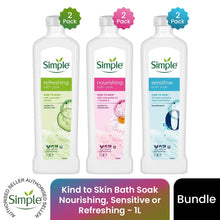 Load image into Gallery viewer, Simple Bath Soak Bundle 1L Nourishing Sensitive Refreshing 6 Pack
