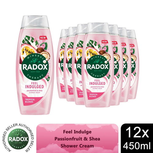 12x Radox Mineral Therapy Feel Indulged Shower Cream Passion Fruit & Shea, 450ml