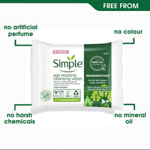 Load image into Gallery viewer, Simple Regeneration Age Resisting Cleansing Wipes, 3pk or 6pk of 20 Wipes
