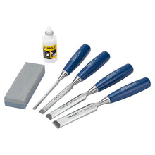 Load image into Gallery viewer, STANLEY 5002 B/E CHISEL SET 4PC + OILSTONE