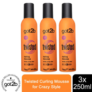 1pk, 2pk, 3pk or 6pk of 250ml Schwarzkopf got2b Twisted Curling Mousse