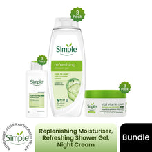 Load image into Gallery viewer, Simple Night Cream Rich Moisturiser &amp; Shower Gel 675ml Bundle