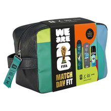 Load image into Gallery viewer, Match Day Fit FIFA Gift Set for Him Body Wash, Spray &amp; Wash Bag Grooming Kit