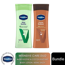 Load image into Gallery viewer, Vaseline Intensive Care Duo Body Lotion Aloe Soothe &amp; Cocoa Radiant, 400ml Each