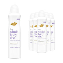 Load image into Gallery viewer, Dove Whole Body Odour Protection Deodorant Spray Lavender &amp; Camomile 150ml, 6pk