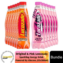 Load image into Gallery viewer, Lucozade Pink Lemonade &amp; Original Zero Sugar Fat-Free Energy Drink 6x900ml