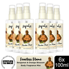 Load image into Gallery viewer, Impulse Body Mist Fearless Flame with Bergamot &amp; Orange Blossom Scent 100ml, 6pk