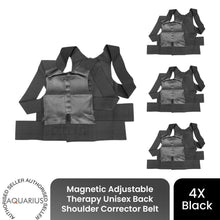 Load image into Gallery viewer, Aquarius Magnetic Adjustable Therapy Back Shoulder Corrector Belt Black, Pack 4