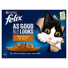 Load image into Gallery viewer, Felix As Good As It Looks Meaty Selection in Jelly Wet Adult Cat Food, 12x85g